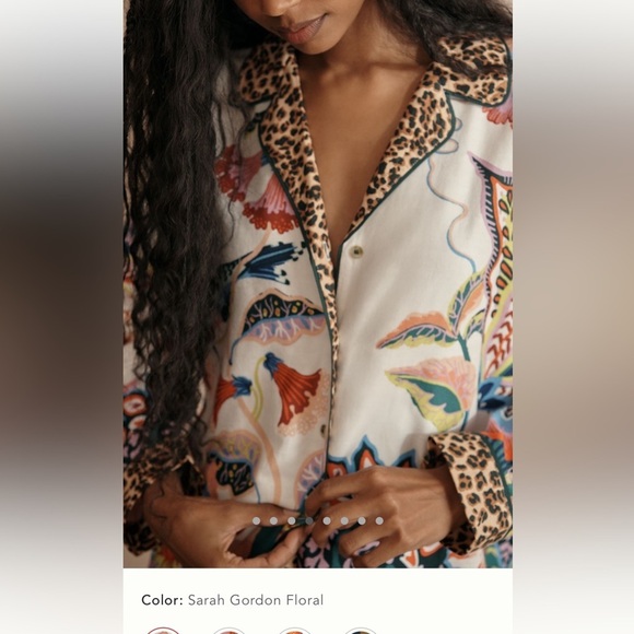 NWT new XS Anthropologie button flannel pajama top multicolor floral pjs - Picture 10 of 17